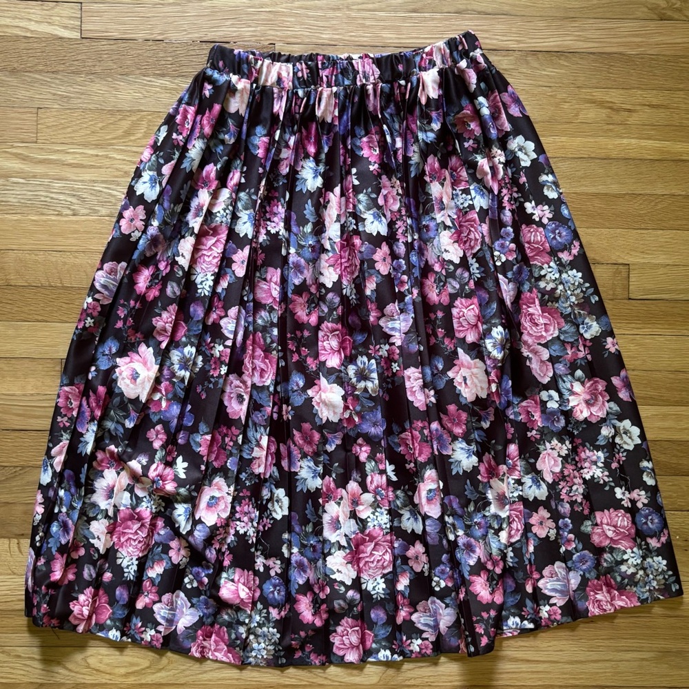 Vintage 80s 90s Leni-Leni Midi Floral Pleated Skirt 10 Cottagecore Whimsigoth